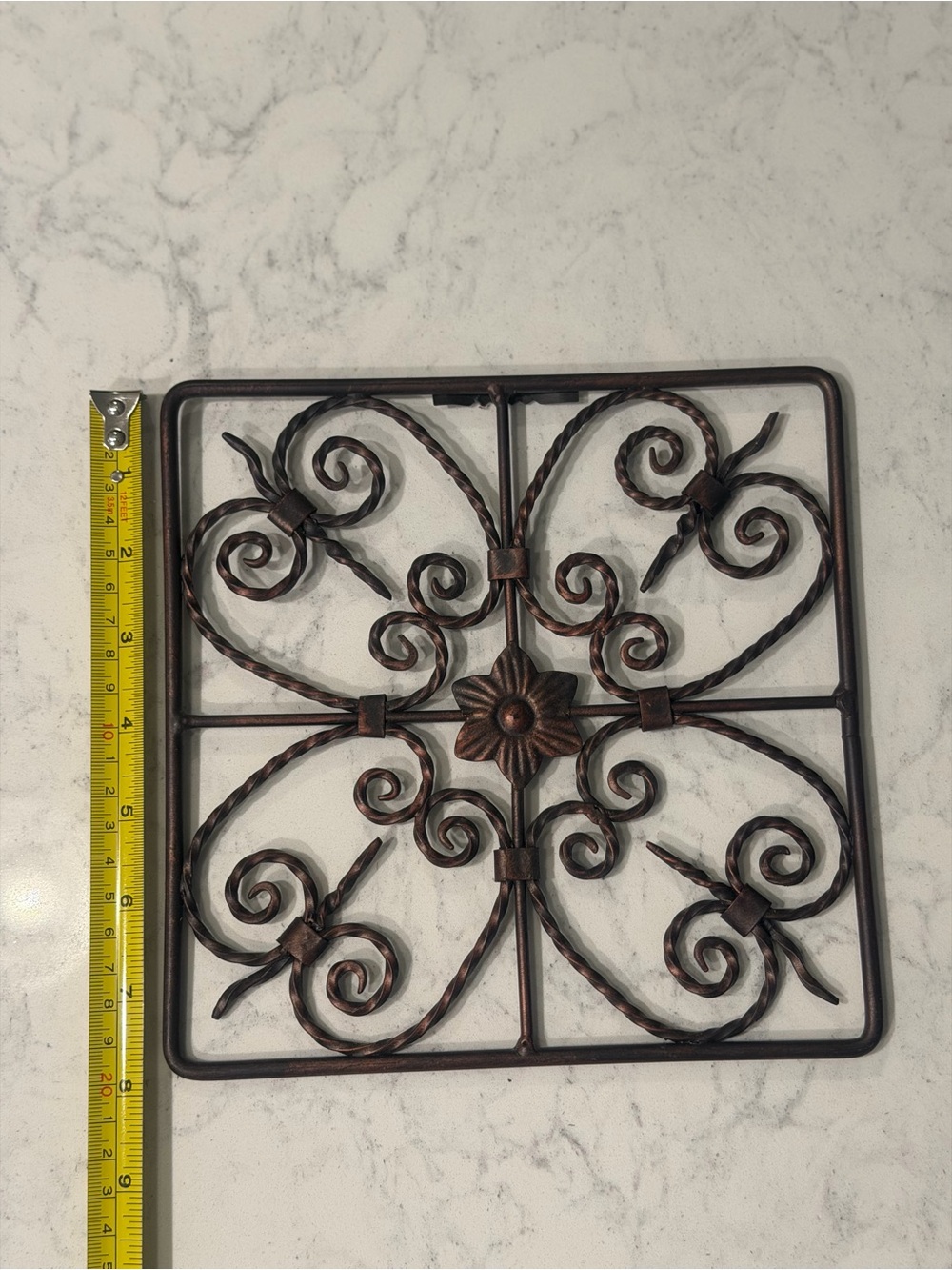 Brown Wrought Iron Wall Art Set - Decorative Scroll Medallions - Picture 6 of 6